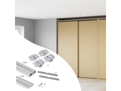 EMUCA Kit de 2 Puertas Correderas y Kit de Herrajes Flow con Cierre Suave para Armarios con Guías de Superficie 2-35M - Paneles No Incluidos - Anodizado