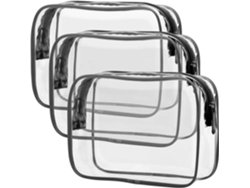 Neceser de viaje transparente reutilizable, ideal para cosméticos y botellas de viaje, superficie impermeable que se abre.