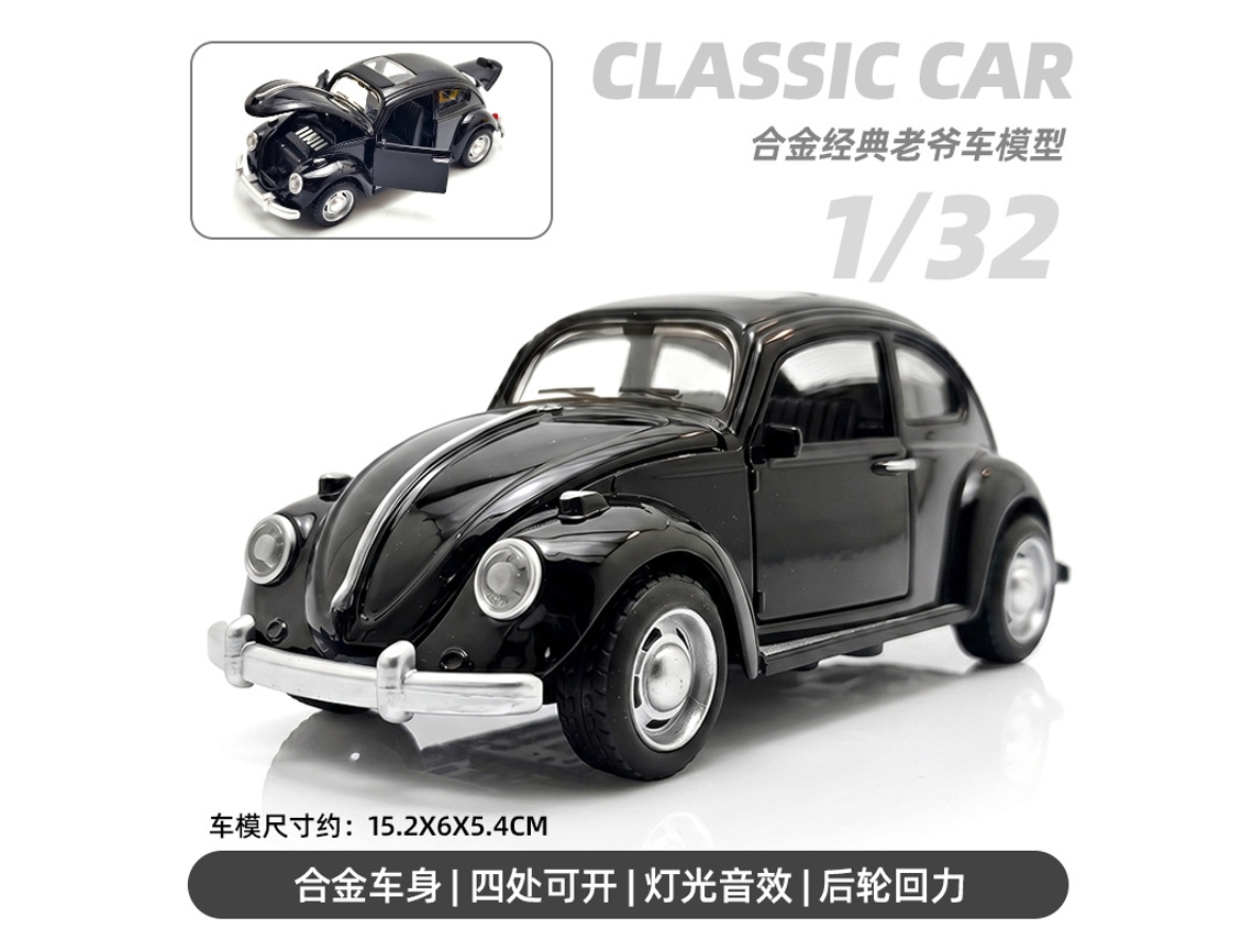 Coche miniatura a escala 1/32, fabricado en metal fundido a presión, con puertas que se abren, luces y música: un coche de juguete para niños. MDUG