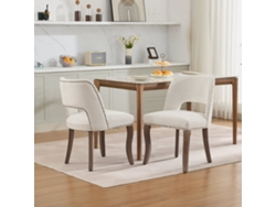 Sillas De Comedor 2 Unidades - Modernas Tapizadas Tela, Estilo Rústico - Beige
