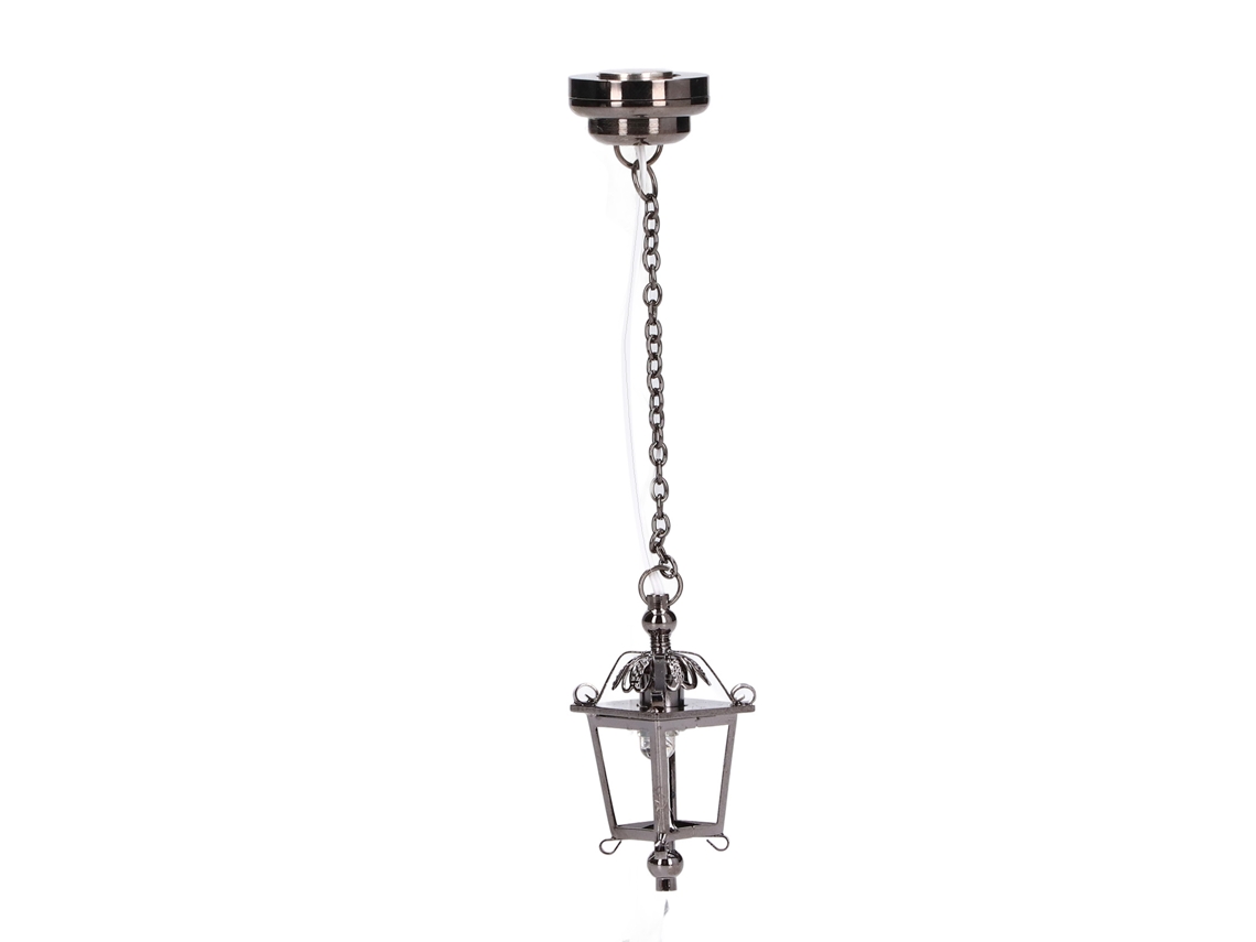 Dan26-lámpara Colgante De Cristal Para Casita De Muñecas 1:12, Farol Victoriano Negro Con Imán Adhesivo, Accesorio De Decoración Led