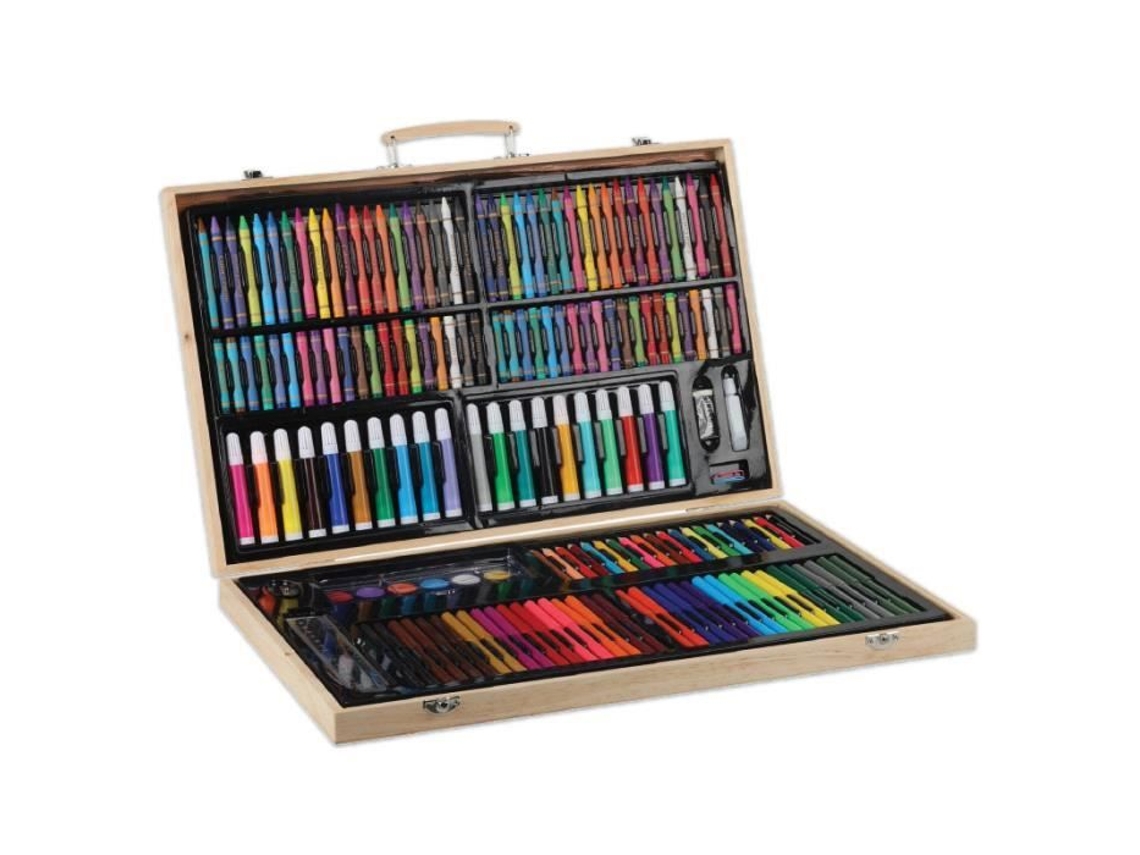 Set de pintura y dibujo - Verhaak - 180 piezas - Estuche de madera - Multicolor - Unisex