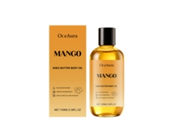 Aceite corporal de mango y karité para una hidratación profunda.