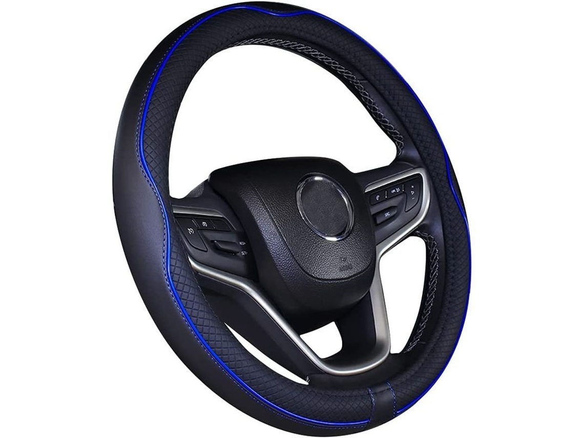 Protector Volante Cuero Microfibra 37-38cm Para Coches Negro Azul Oscuro Fácil Instalación