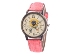 Reloj De Pulsera De Cuarzo Unisex Zhoulianfa Girasol Moda Rosa Con Correa De Jean