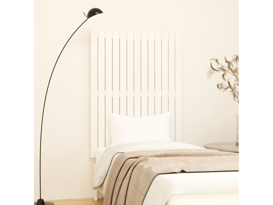 Cabecero De Cama Pared Madera Maciza Pino Blanco 82,5x3x110 Cm