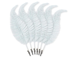 2026-plumas De Navidad Linjou 6 Piezas Con Brillos Decoración De Árbol De Navidad Hogar Blanco
