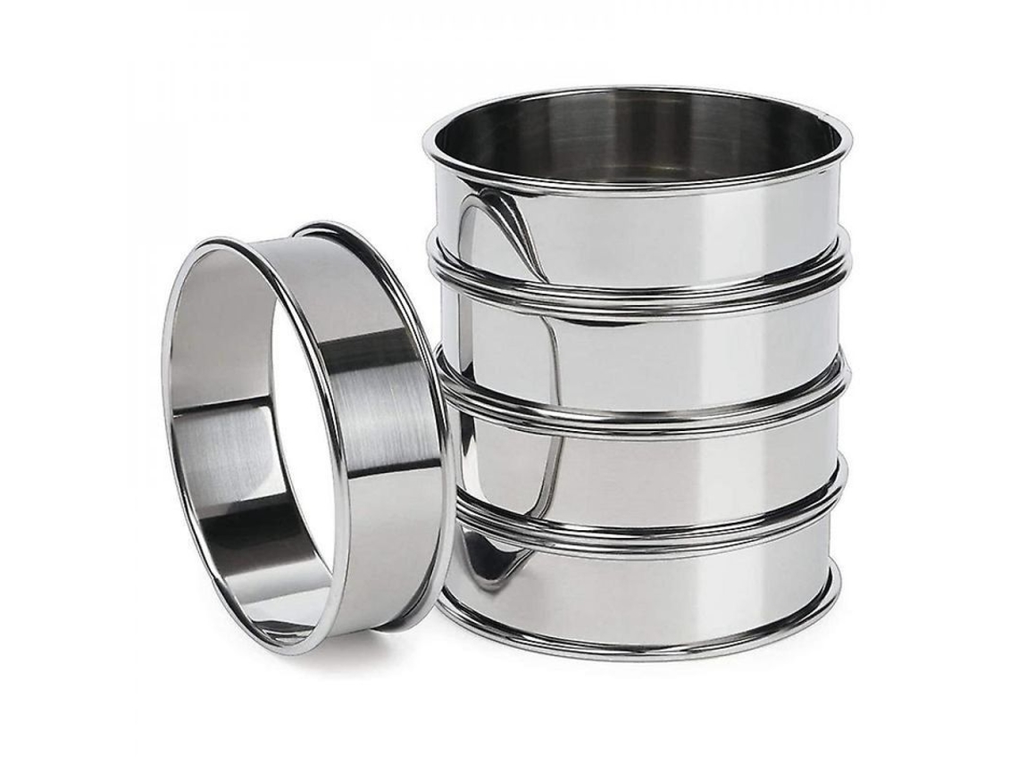 2026da-5 Moldes Redondos De Tartas De Acero Inoxidable 304 Para Magdalenas Huevos Y Pasteles Plata