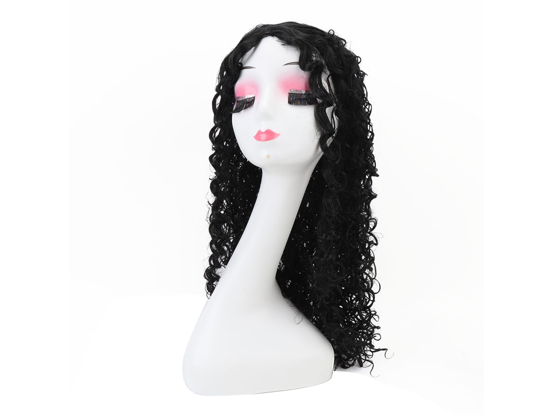 Peluca De Pelo Sintético Rizos Profundos Negros De 28 Pulgadas Con Tira De Encaje Para Mujeres