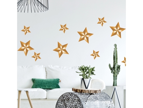 Pegatina Decorativa PLAGE Estrellas de Navidad Doradas para Decoración del Salón en Navidad 24 cm X 68 cm