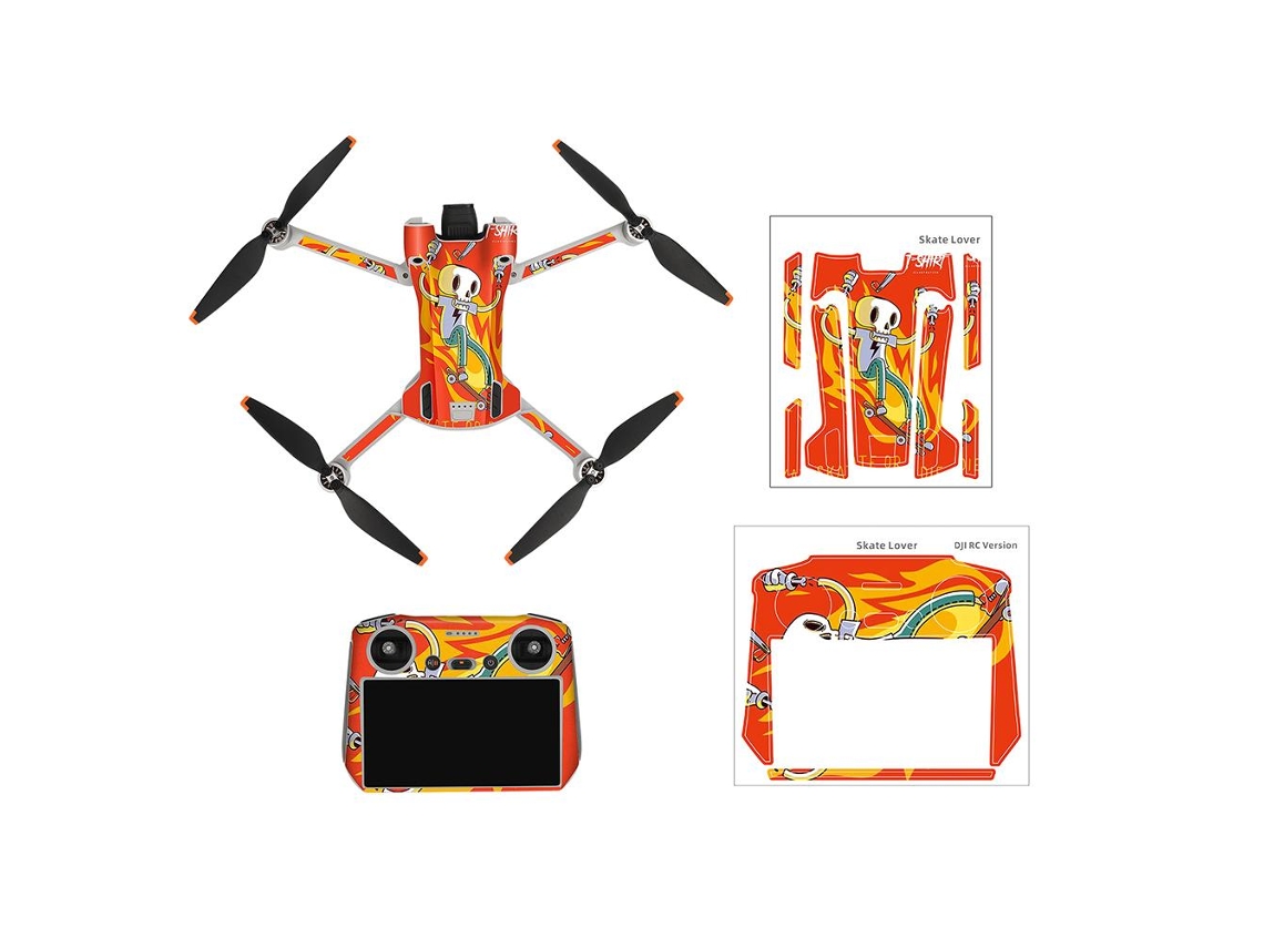 Ats-set De Pegatsinas Para Drone, Pegatsinas Impermeables Compatsible Con Dji Mini 3 Pro Drone Y Control Remoto, Accesorios De Protección Con Patsrones 3d