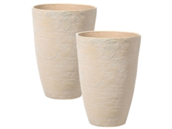 Conjunto de 2 macetas BELIANI Camia de Mezcla de piedra Beige 43x43x60