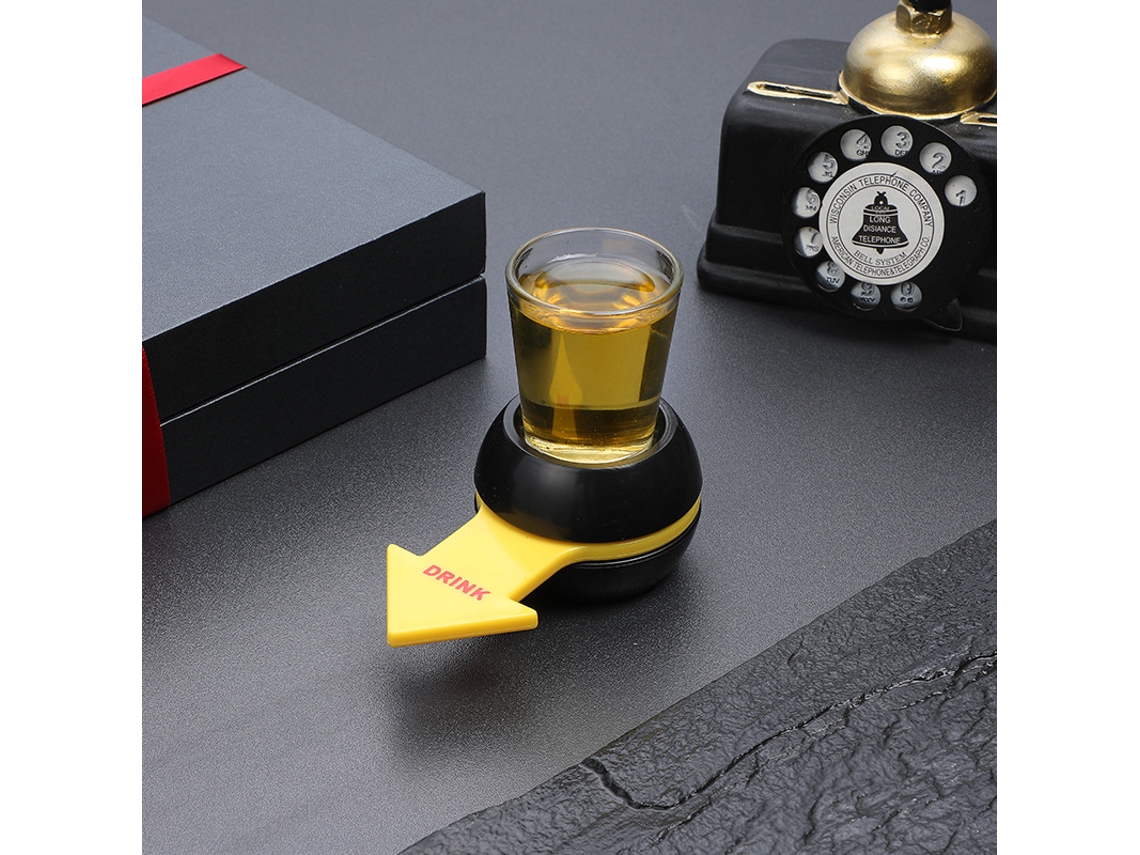 Juego de beber Eifson Spin The Shot: Vaso giratorio para fiestas (base negra, flecha amarilla)