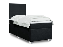 Cama box spring con colchón tela negro 90x190 cm