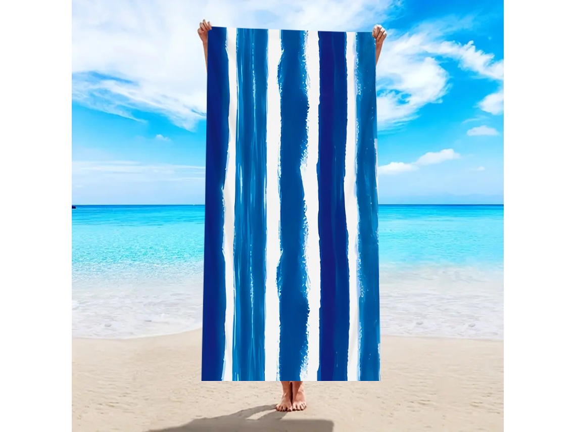 Toalla de playa de microfibra a rayas Yuysan, de alta absorción y secado rápido, 150 x 75 cm, modelo St188, color azul.