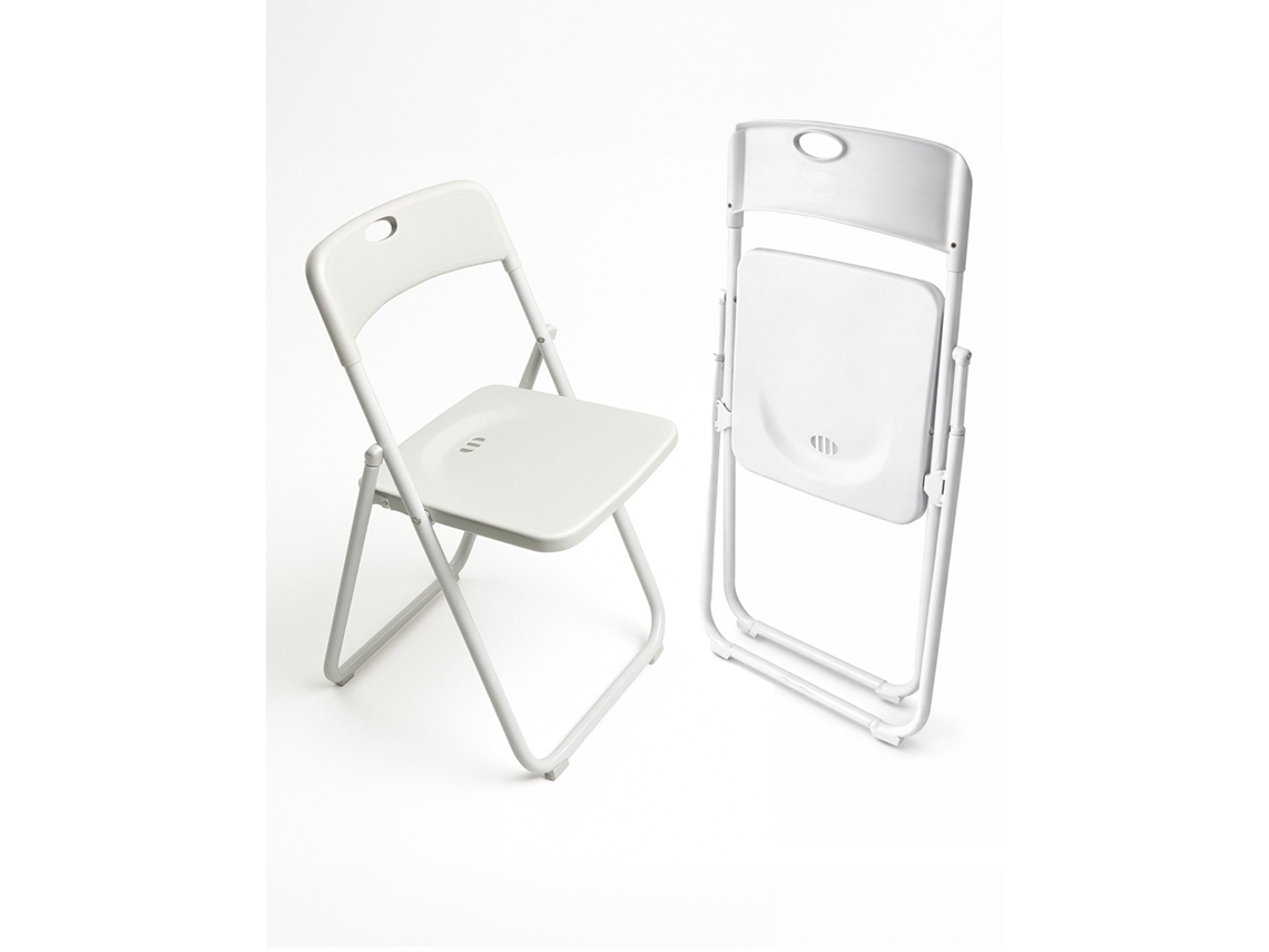Silla Plegable Metálica Monolith | 48 X 47 X 73 Cm | Plástico Reforzado Y Patas De Hierro Con Refuerzo De Acero | Resistente Blanco 1 Unidad