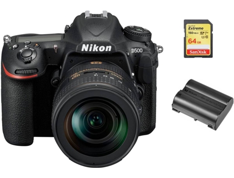 Kit Cámara Réflex NIKON D500 AF-S 16-80MM F2.8-4E ED VR + Tarjeta SD de 64GB + bateria NIKON EN-EL15A