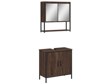 Conjunto 2 de muebles baño VIDAXL madera contrachapada marrón roble