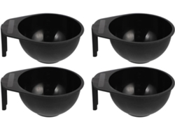 Tigela Para Tintura De Cabelo Com Alça Confortável, Plástico Preto, Conjunto De 4 Peças.