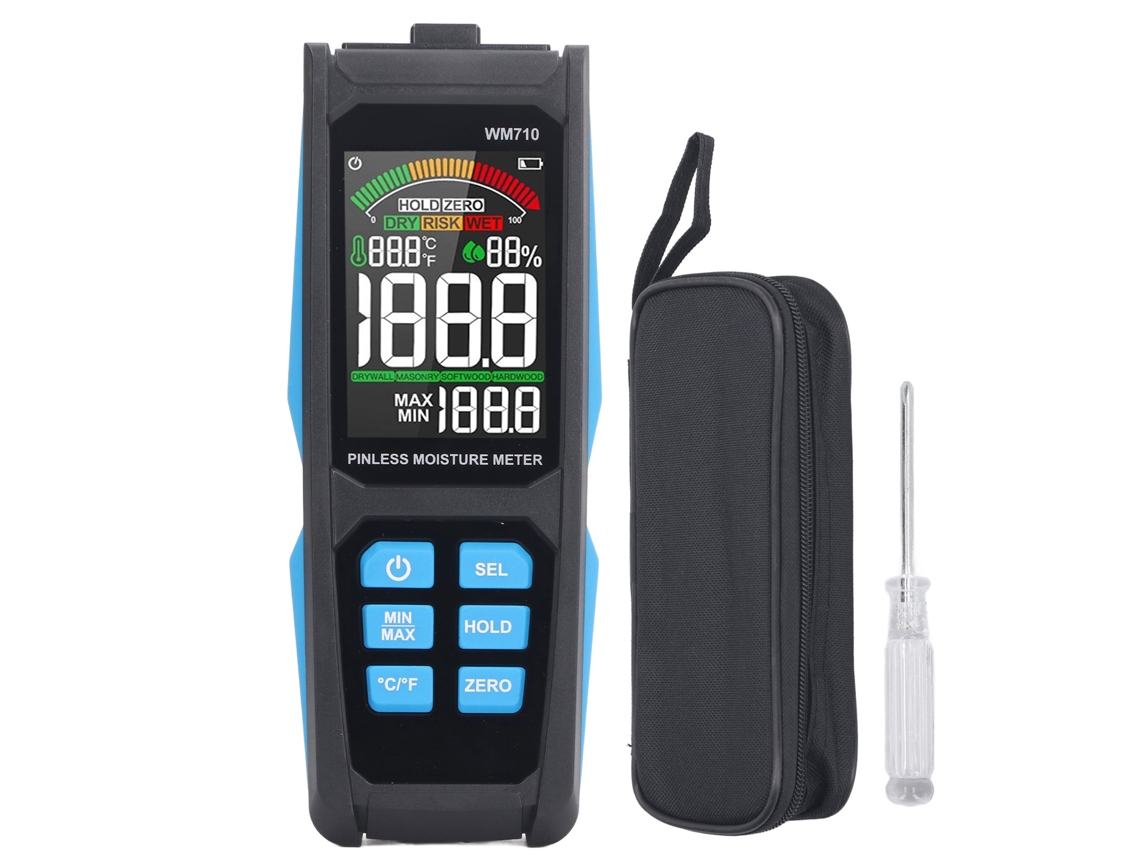 Medidor De Humedad Digital Sin Aguja Para Madera Y Materiales De Construcción Con Sensor De Montaje En Pared.