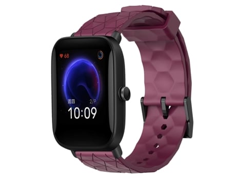 Correa de reloj inteligente para Amazfit Pop 20 mm Patrón de fútbol Correa de silicona de color sólido (rojo vino)