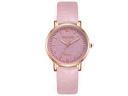Reloj De Pulsera De Cuarzo Informal Para Mujer Con Correa Sencilla De Pu Rosa.
