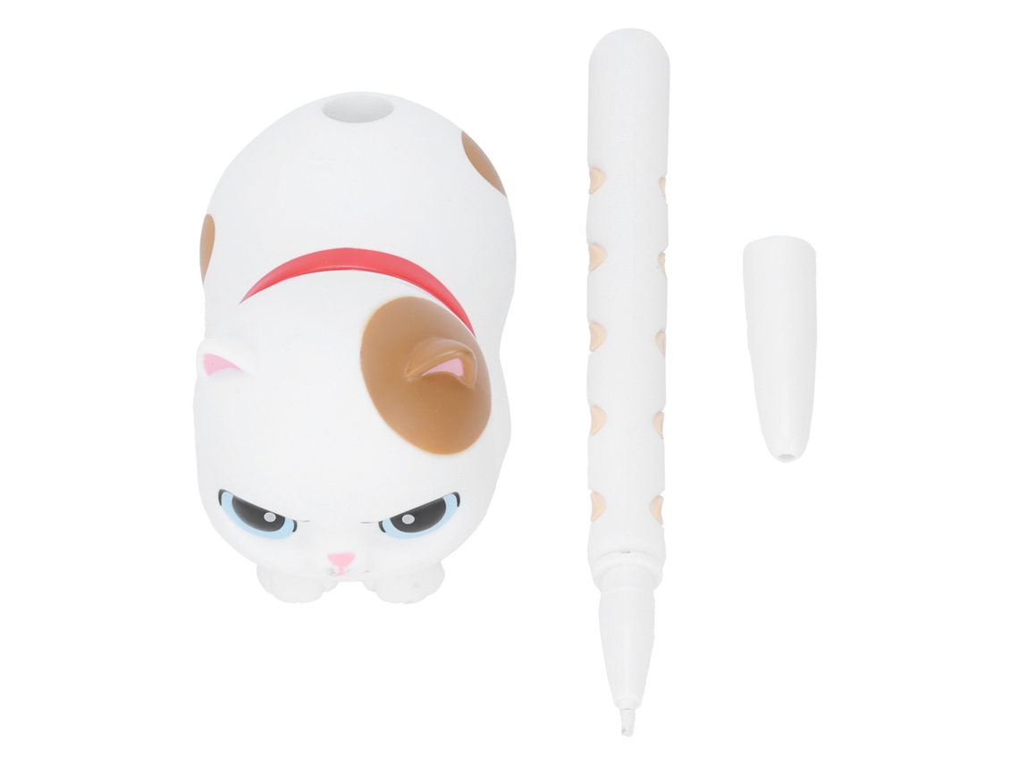 Bolígrafo De Gel De Silicona Con Patrón De Gatito Cute Para Oficina Escuela Escribir Dibujar Tomar Notas Bosquejar Blanco