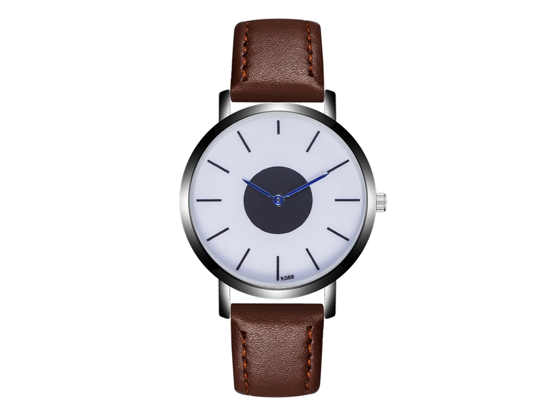 Reloj Hombre De Cuero Moda Dial Redondo Analógico De Cuarzo (café Oscuro)