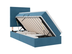 Syfax™ Cama De Almacenamiento Led Con Colchón Azul Oscuro 90 X 200 Cm