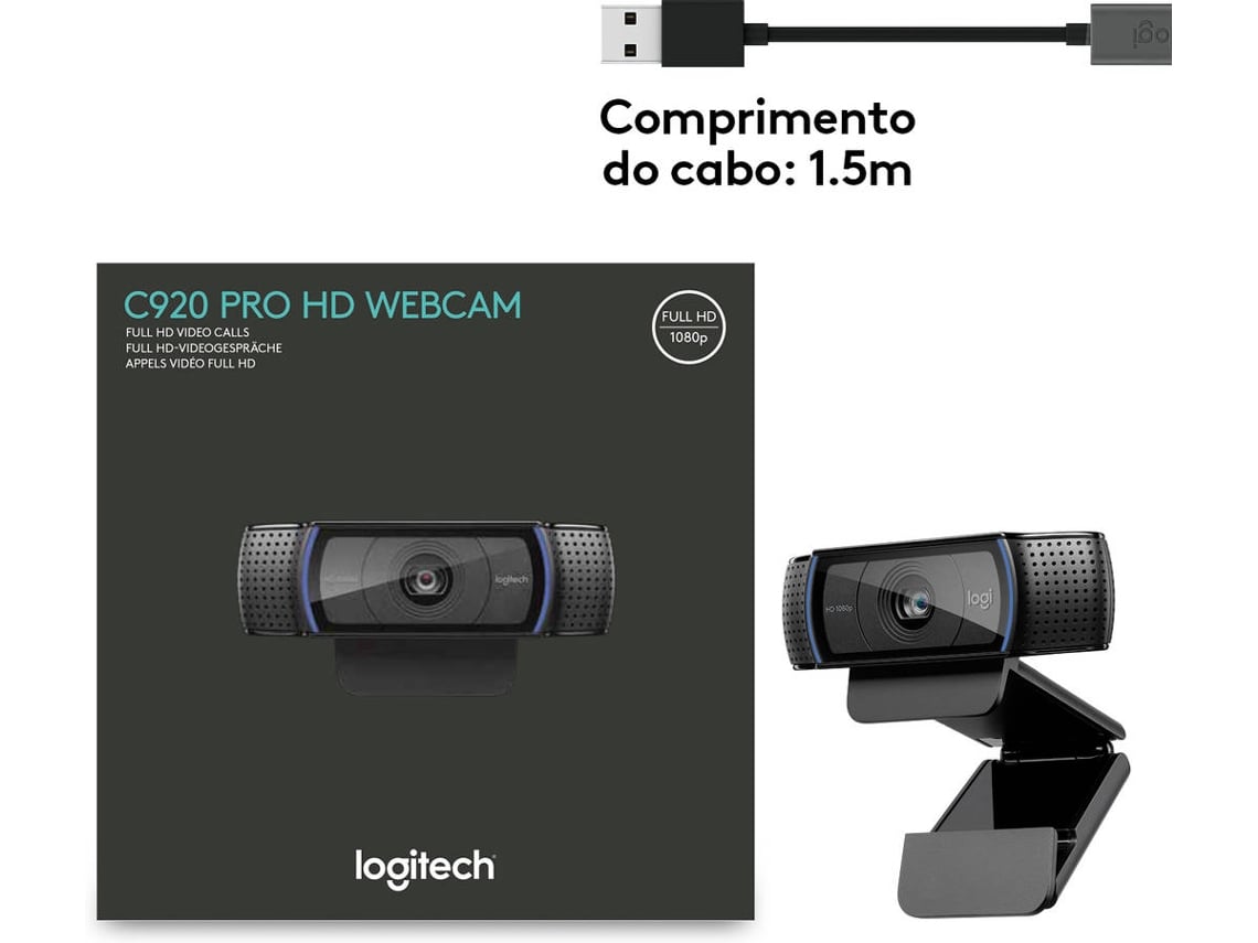 Webcam LOGITECH C920 (10 MP Foto Con Micrófono)