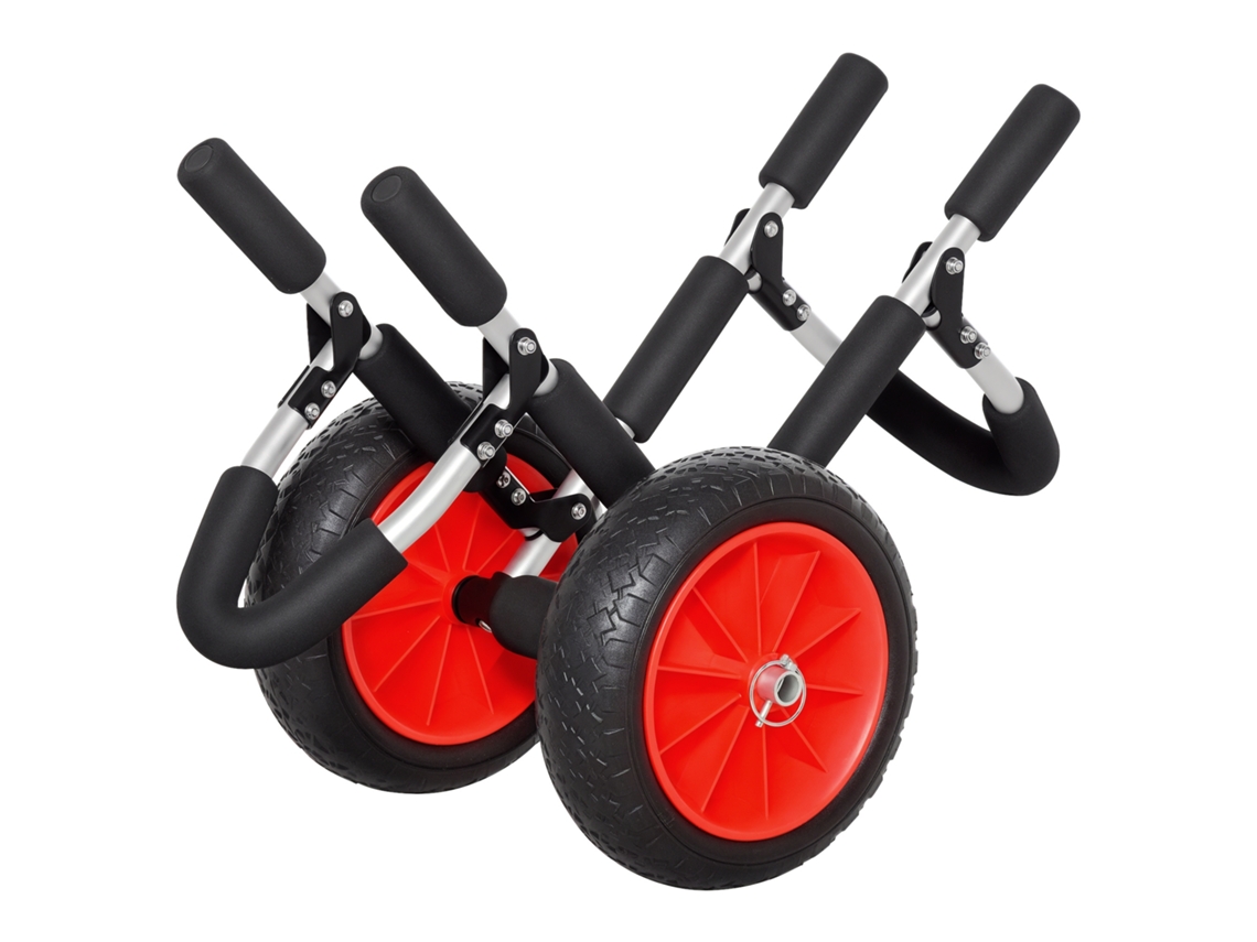Carro Plegable Para Tablas De Surf, 2 Ruedas, Capacidad De Carga De 45 Kg, Aluminio, 64x55x38,5 Cm, Negro Y Rojo.