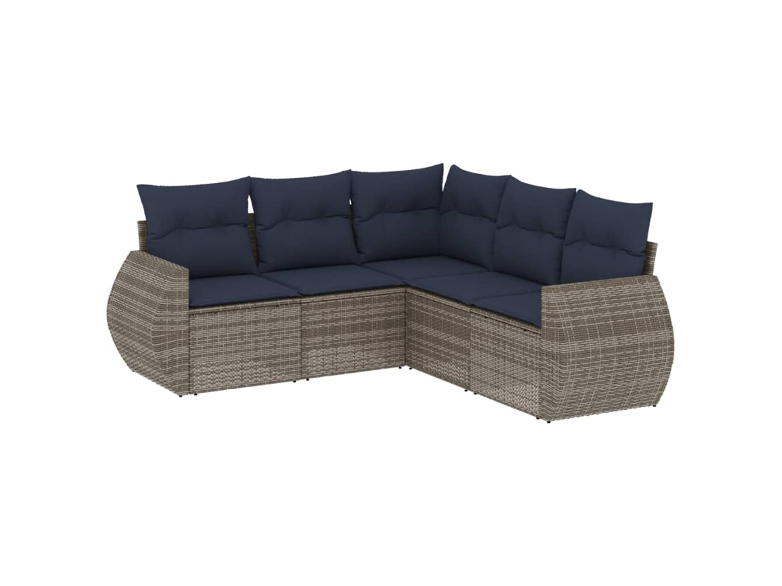 Maison Exclusive - Conjunto De Sofá De Jardín De 5 Piezas Con Cojines, Poliratán Gris