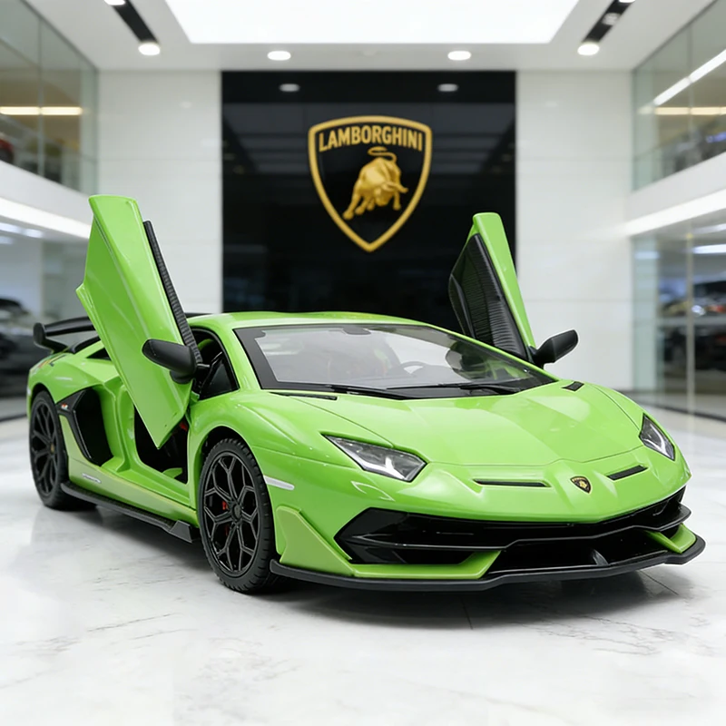 (verde) Modelo De Coche De Juguete Supercar De Aleación A Escala 1:32, Fabricado En Fundición A Presión Con Sonido Y Luz.