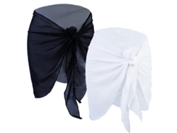 2pcs Sarongs Praia Protetor Solar Chiffon Macio Cover Up Saia Bikini Wrap Preto Branco