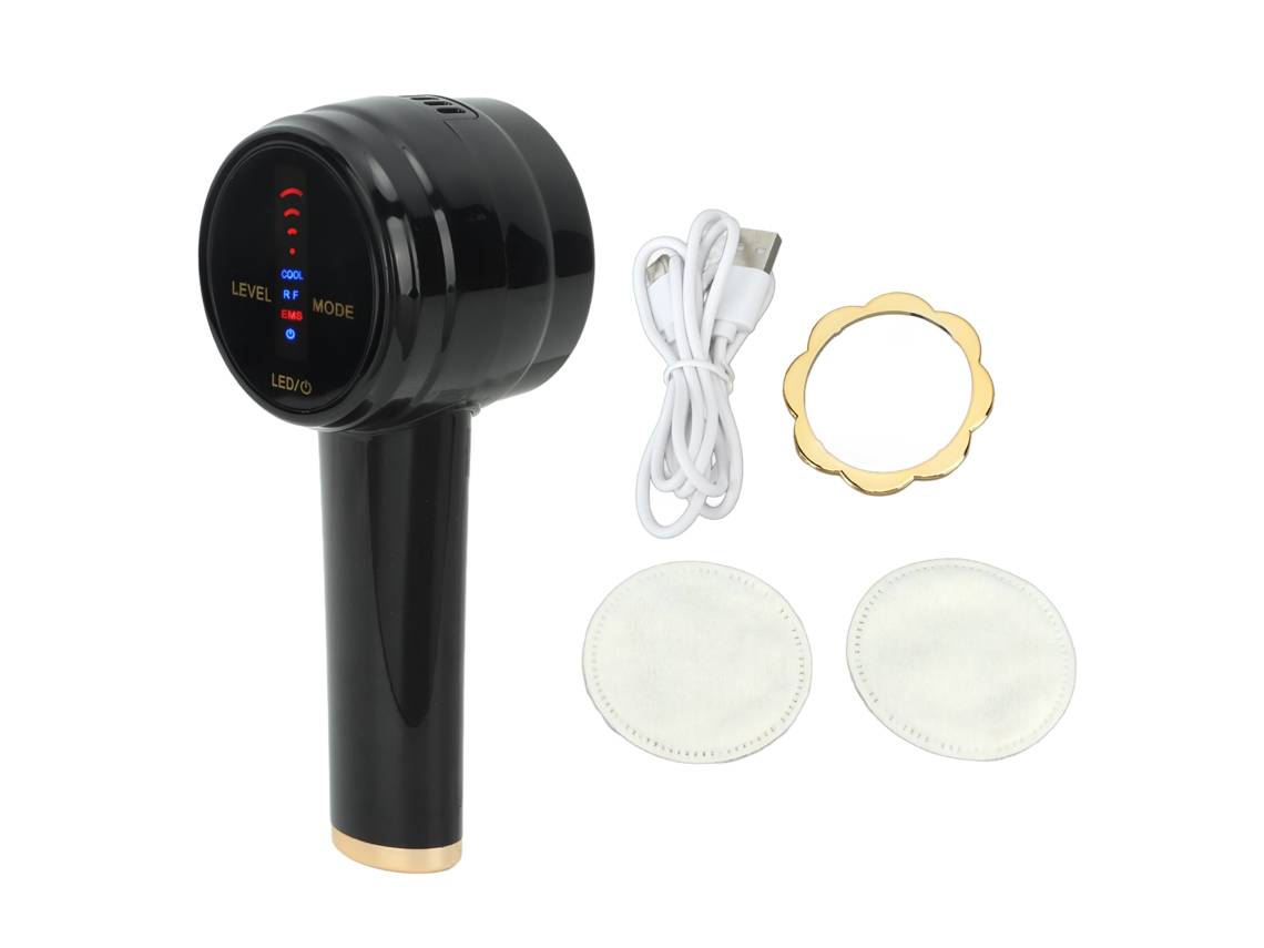 Dispositivo De Martillo Frío Facial Con Luz Led Color Negra Y Radiofrecuencia Para Belleza