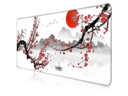 Alfombrilla De Ratón Para Juegos De Gran Tamaño (900x400 Mm) Con Diseño De Flores De Cerezo Japonesas, Bordes Cosidos Y Superficie Antideslizante.