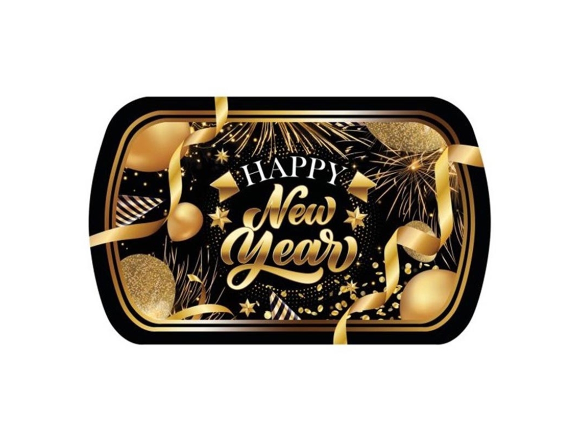 Bandeja Happy New Year de plástico de 39x24 cm