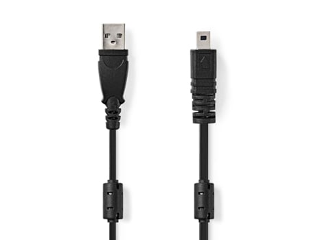 Cable USB USB 2.0 USB-A macho UC-E6 macho de 8 pines 480Mbps Niquelado 2,00 metros Redondo PVC Negro Etiqueta NEDIS