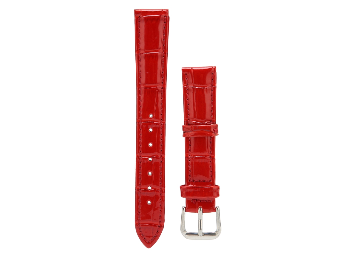 Correa de reloj de piel sintética con hebilla universal, pieza de repuesto roja