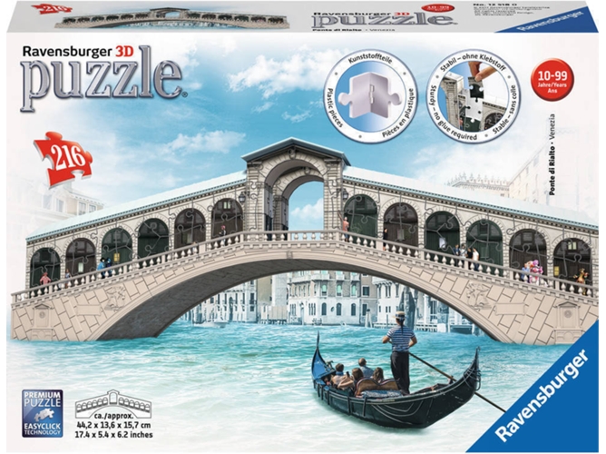 Puzzle 3D RAVENSBURGUER Ponte di Rialto Bridge (216 Piezas)