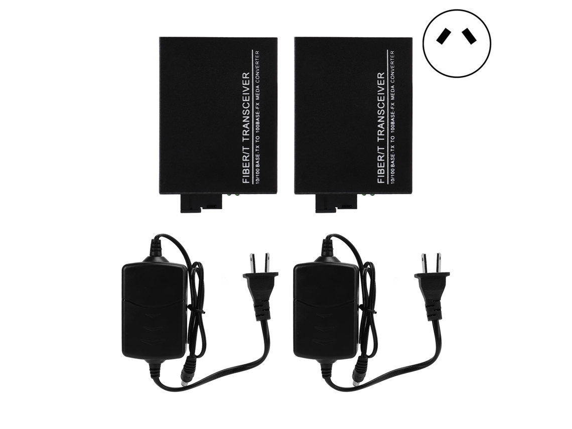 Convertidor De Medios Ethernet, Transceptor De Fibra Óptica Monomodo, 25 Km, Con Fuente De Alimentación Externa, Enchufe Australiano.