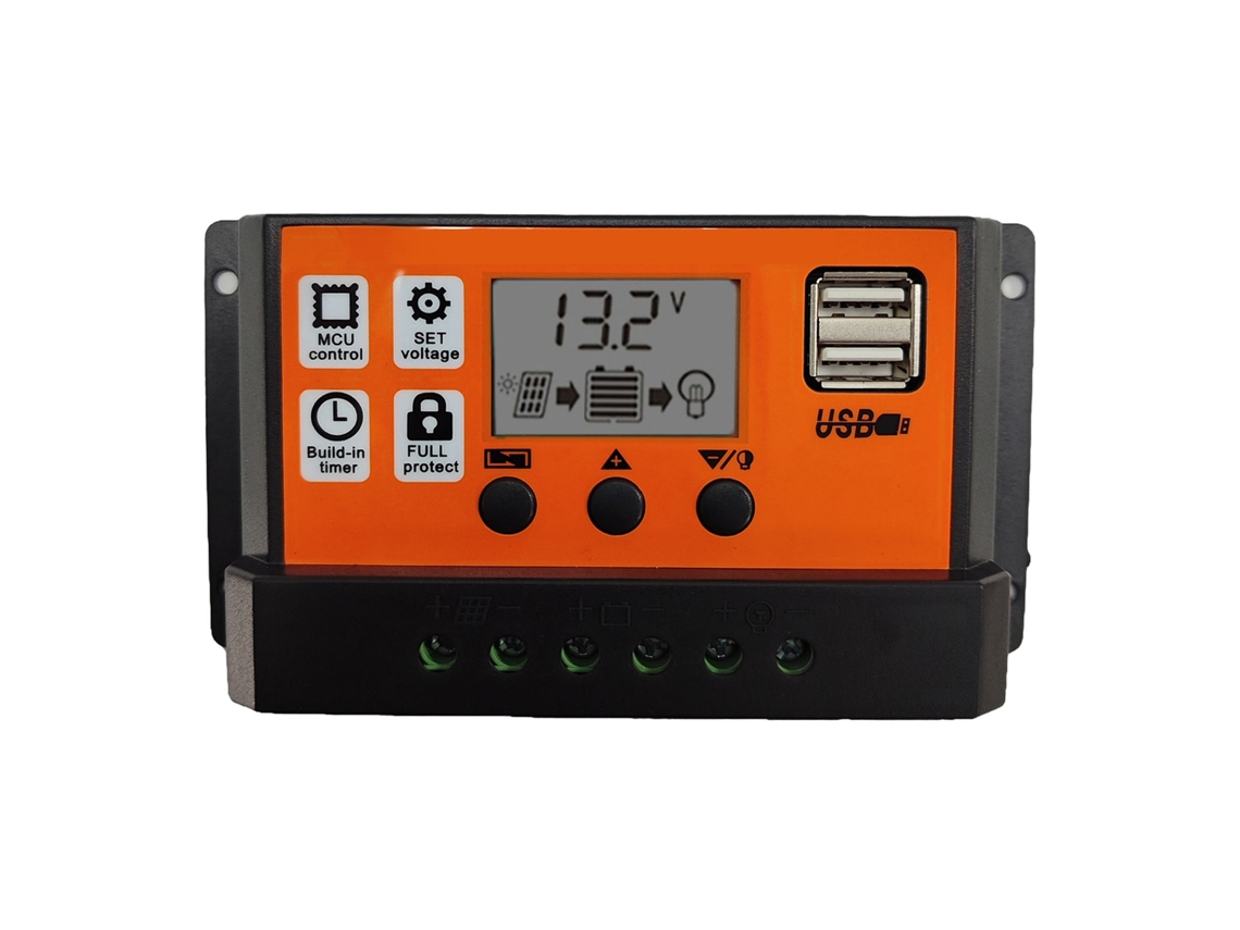 Controlador De Carga Solar De 12v/24v Y 30a Con Pantalla Led Y Regulador De Carga Y Descarga.