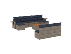 Maison Exclusive - Conjunto De Sofá De Jardín De 11 Piezas Con Cojines, Poliratán Gris