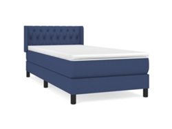 Maison Exclusive - Cama Box Spring Con Colchón Tela Azul 90x190 Cm