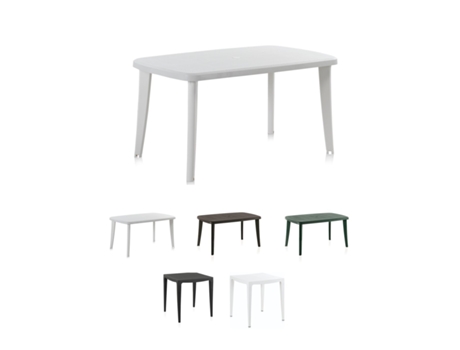 Mesa para Interior e Exterior - Mesa de Plástico para Jardín Com Protección UV Blanca 140x80x73 cm