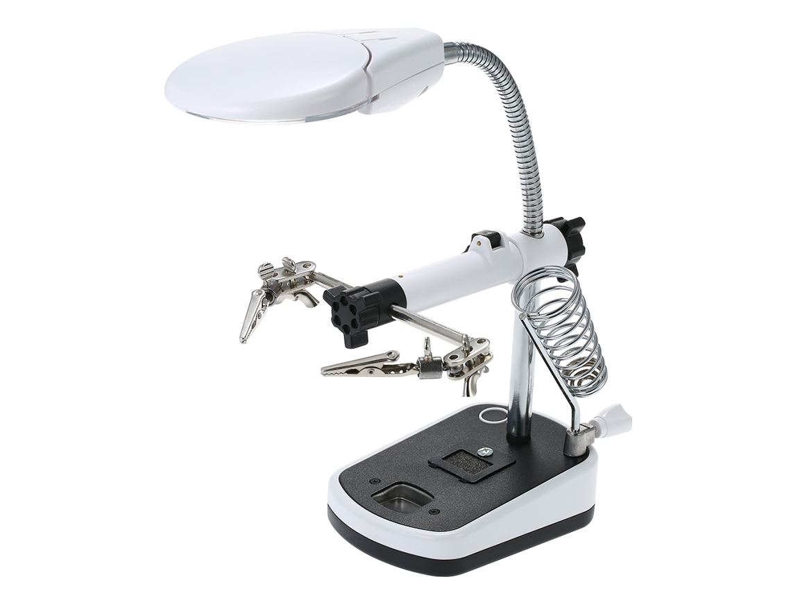 Lupa Con Luz Led De 3,5x Y 10x Con Soporte Y Pinzas Para Soldadura Y Modelos De Juguetes Rc.