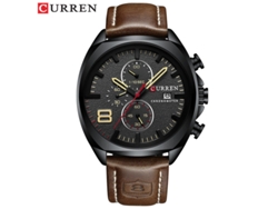 Reloj Redondo Impermeable Con Correa De Cuero (negro), Sencillo, Con Seis Manecillas Y Calendario Multifuncional.