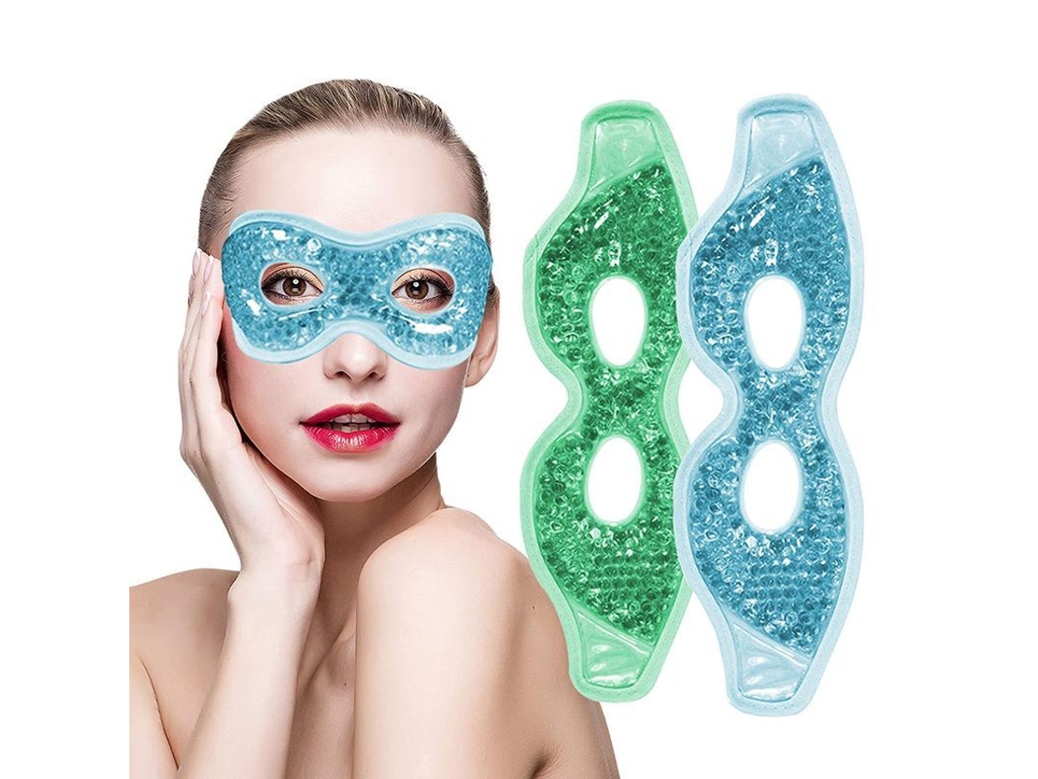 2 Antifaces Reutilizables De Hielo Para Ojos, Terapia De Frío Y Calor, Almohadillas Para Ojos De Spa, Verde Y Azul.
