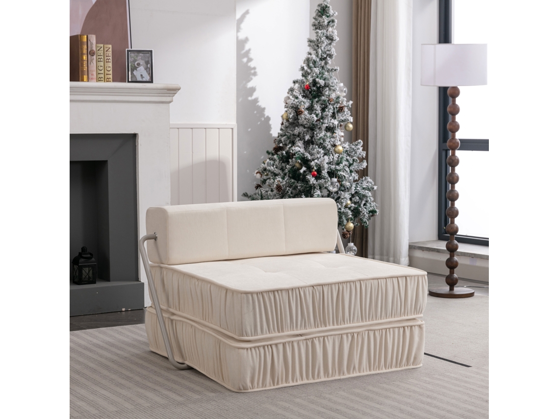 Sofá Cama Futón Plegable Convertible Para Espacios Pequeños Blanco