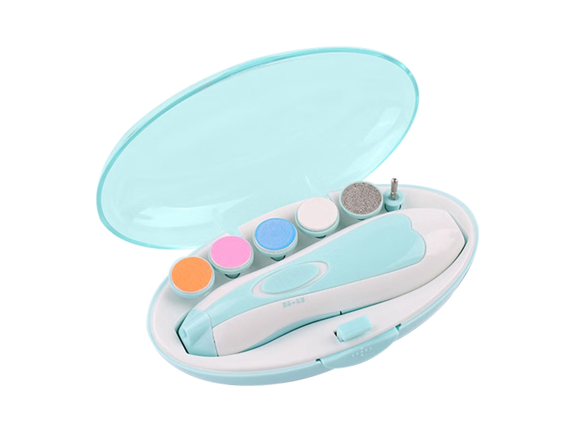 Kit De Lijadora De Uñas Eléctrica Para Bebés, 6 Cabezales, Para Recién Nacidos, Lactantes Y Niños Pequeños, Color Azul.